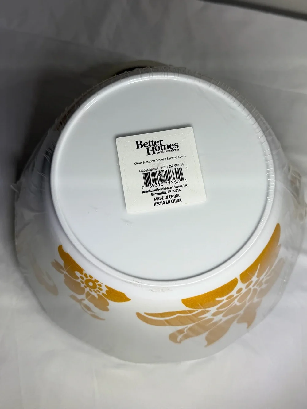 Better Homes & Gardens Citrus Blossoms Set of 2 Serving Bowls Golden Apricot